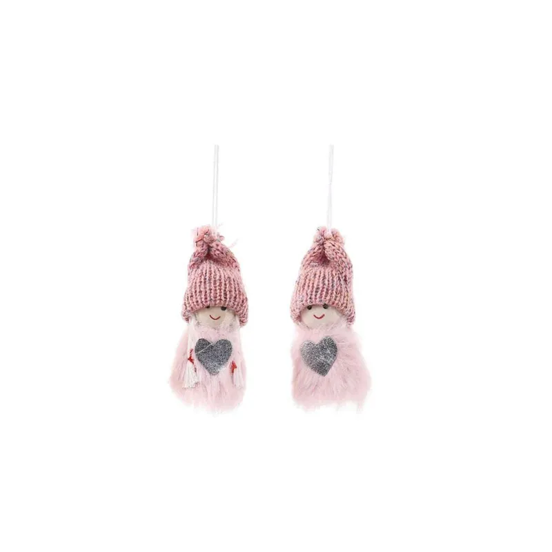 GENERICO - DUO DE ADORNO DE Gnomo de Navidad de Peluche colgante rosado