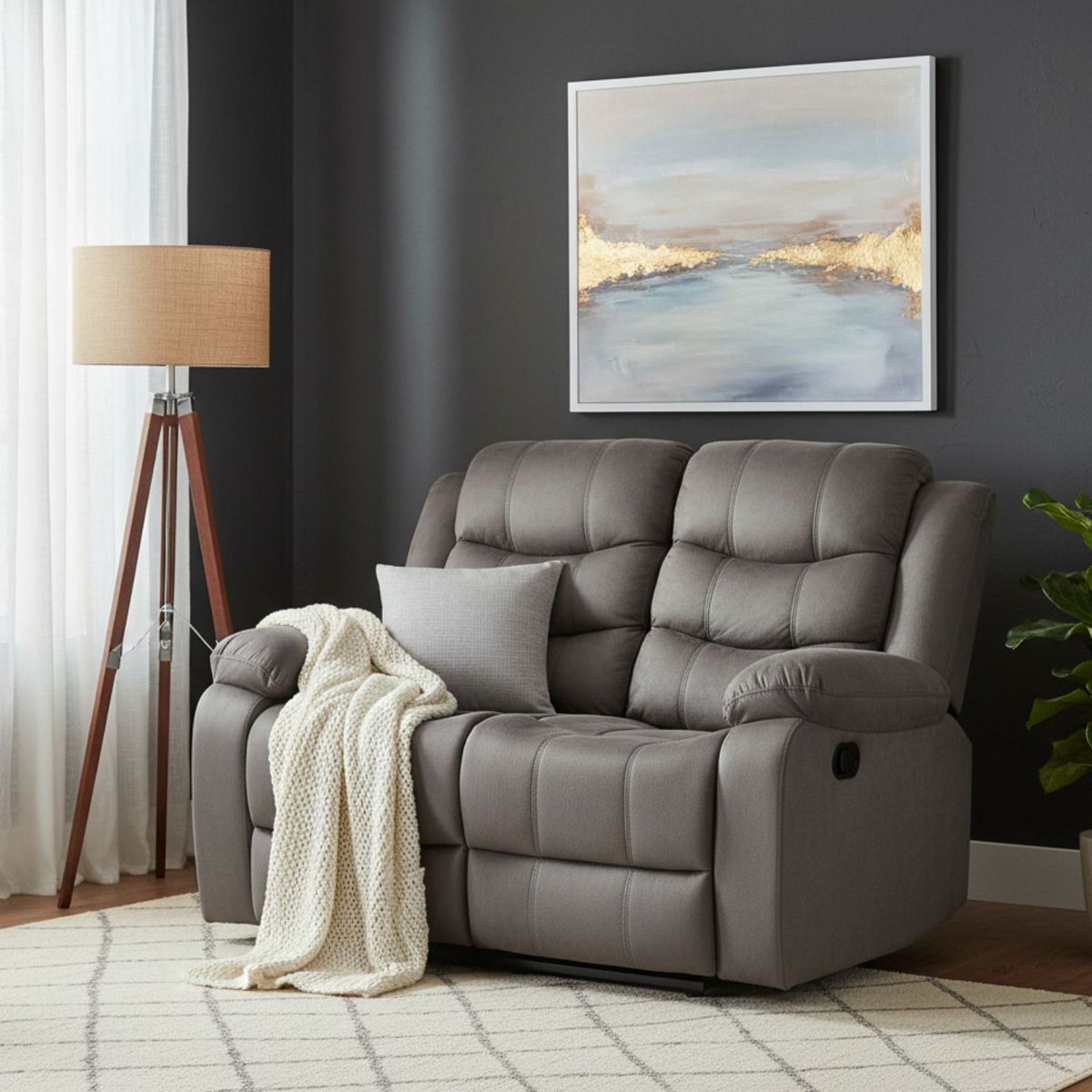 DANIELS - Sofá 2 Cuerpos Reclinable Tradicional Norman Gris Elephant 2011LGR