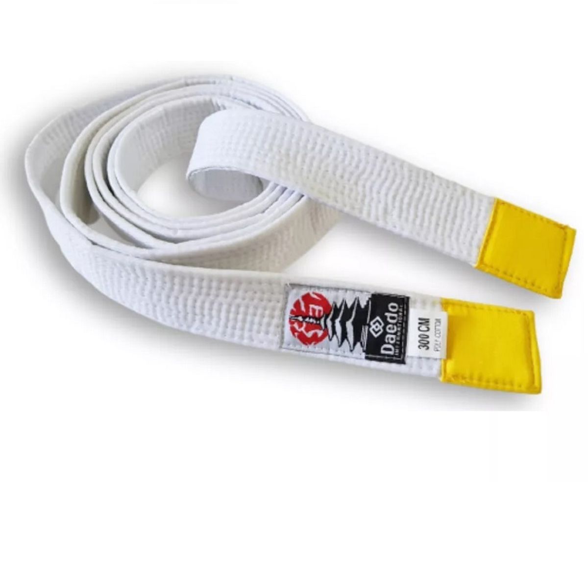 DAEDO - CINTURON DAEDO BLANCO PUNTA AMARILLA 300 CMS.