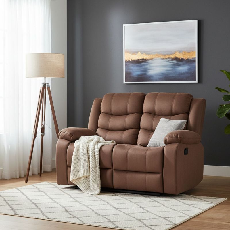 DANIELS - Sofá 2 Cuerpos Reclinable Tradicional Norman Café Claro Elephant 2011LBR
