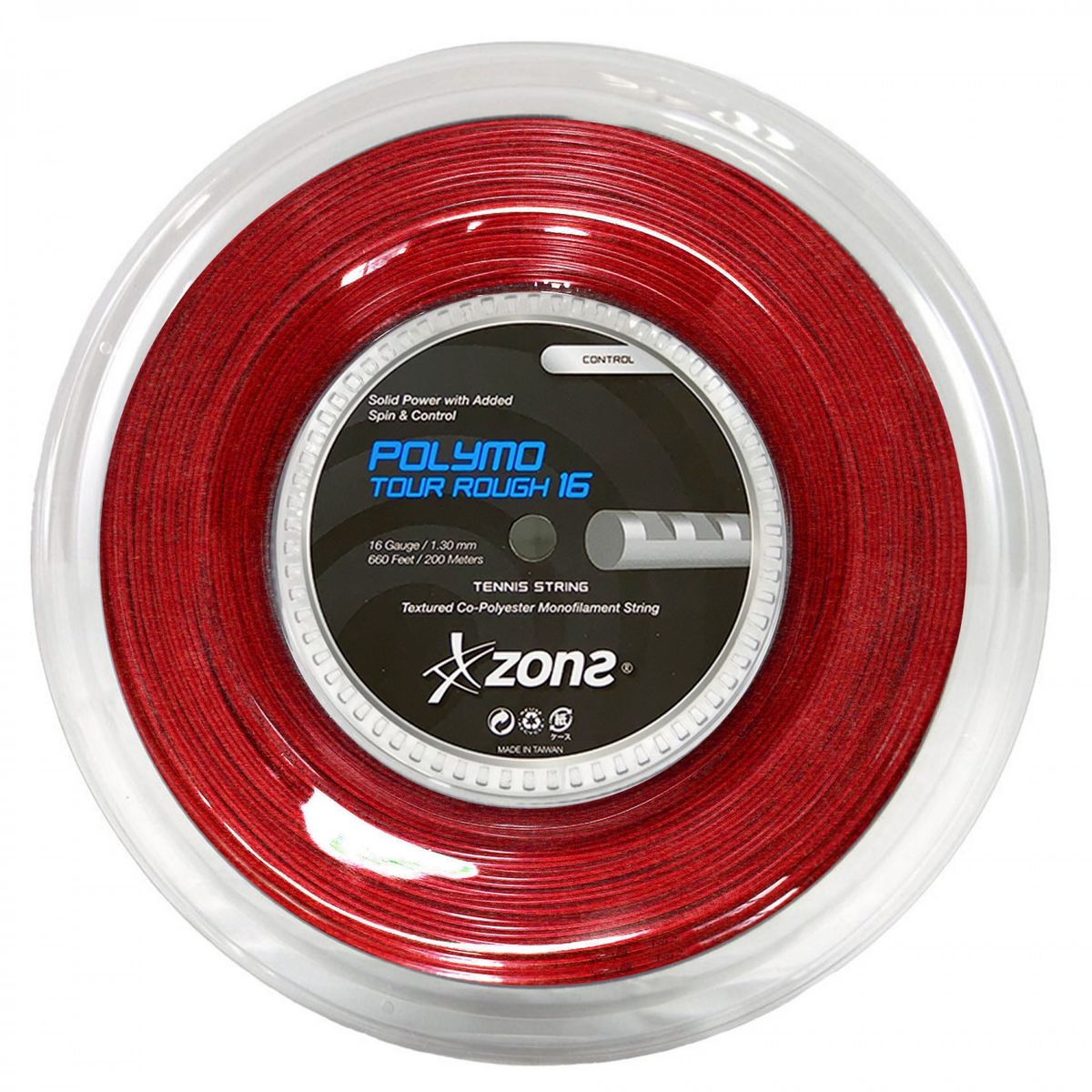ZONS - CUERDA DE TENIS ZONS POLYMO TOUR ROUGH 16L/1.30MM ROJA 200 M