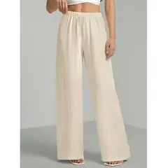 AGW - Pantalón Palazzo Tela Liviana Verano Tiro Alto Elasticado