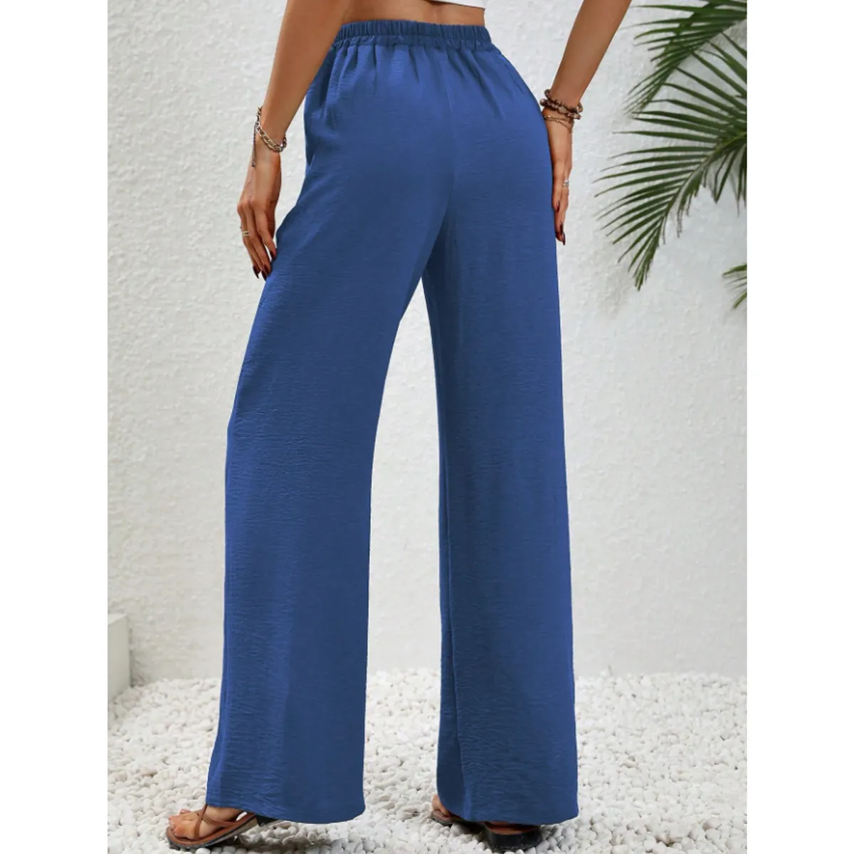 AGW - Pantalón Palazzo Tela Liviana Verano Tiro Alto Elasticado