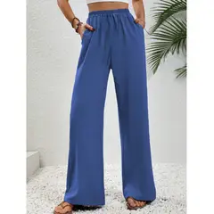 AGW - Pantalón Palazzo Tela Liviana Verano Tiro Alto Elasticado