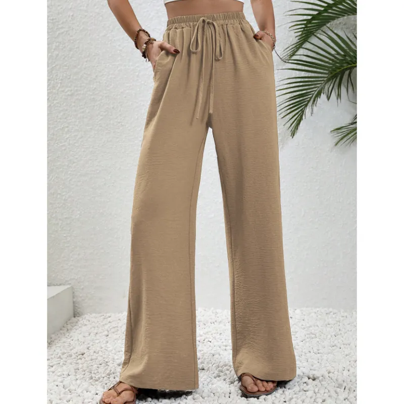 AGW - Pantalón Palazzo Tela Liviana Verano Tiro Alto Elasticado