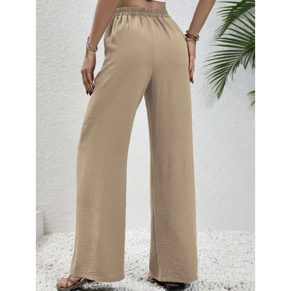 AGW - Pantalón Palazzo Tela Liviana Verano Tiro Alto Elasticado
