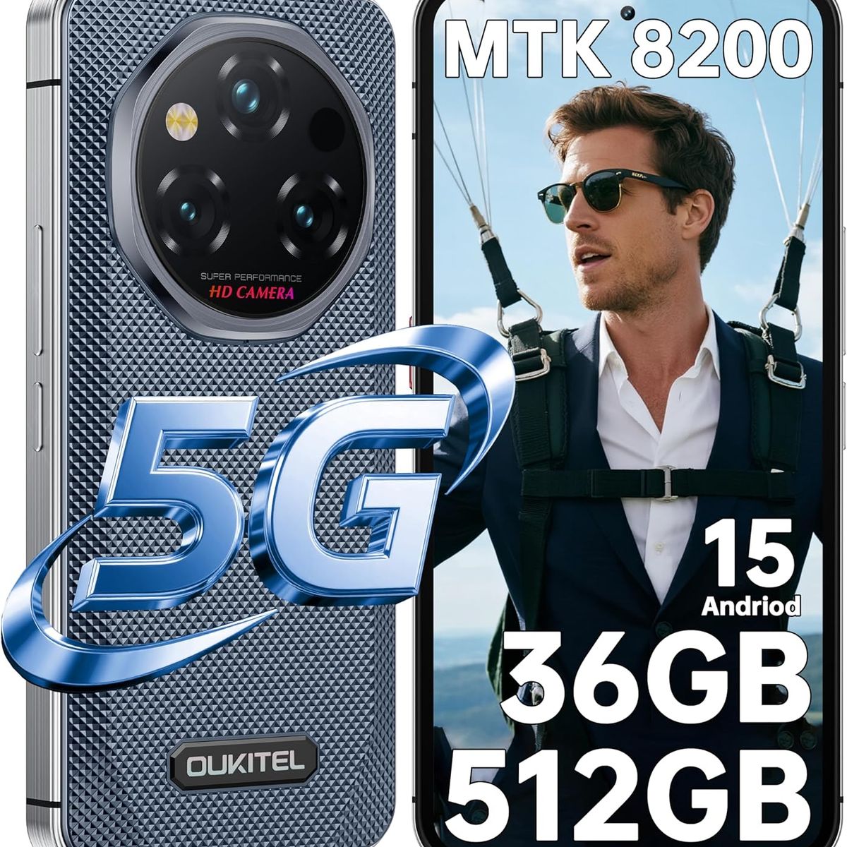 OUKITEL - OUKITEL WP210 5G Celular 36GB+512GB 8800mAh 108MP Android 15 Smartphone