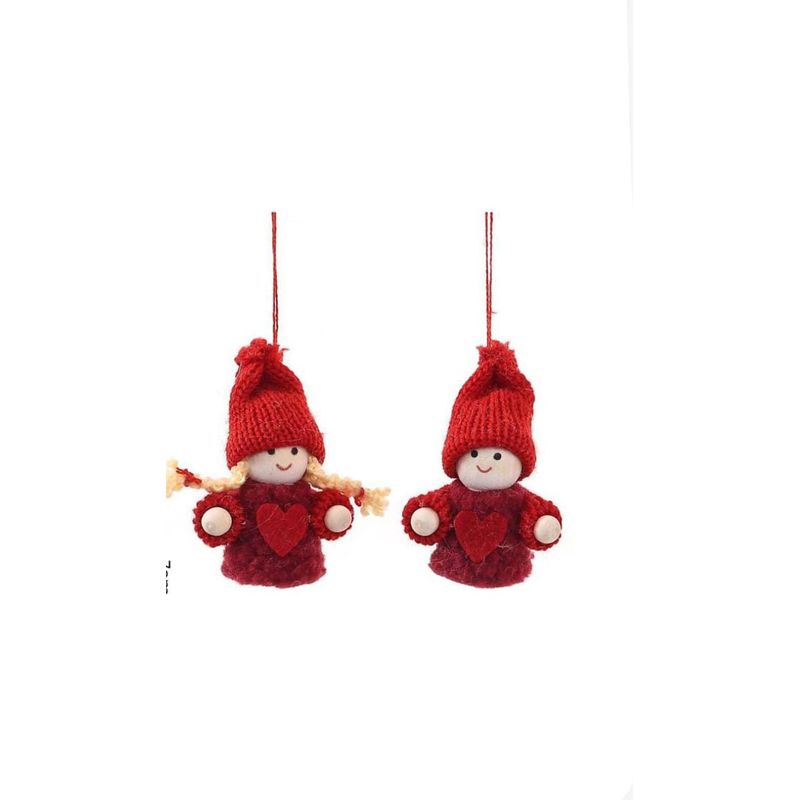 GENERICO - Duo de Adorno de Gnomo de Navidad de Peluche con Gorro de Punto ROJO