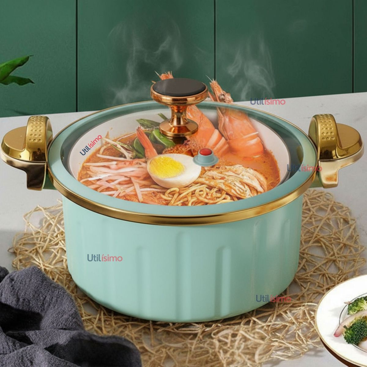 LINE - Olla de Micro Presión Esmalte Antiadherente Capacidad 12L Color Azul