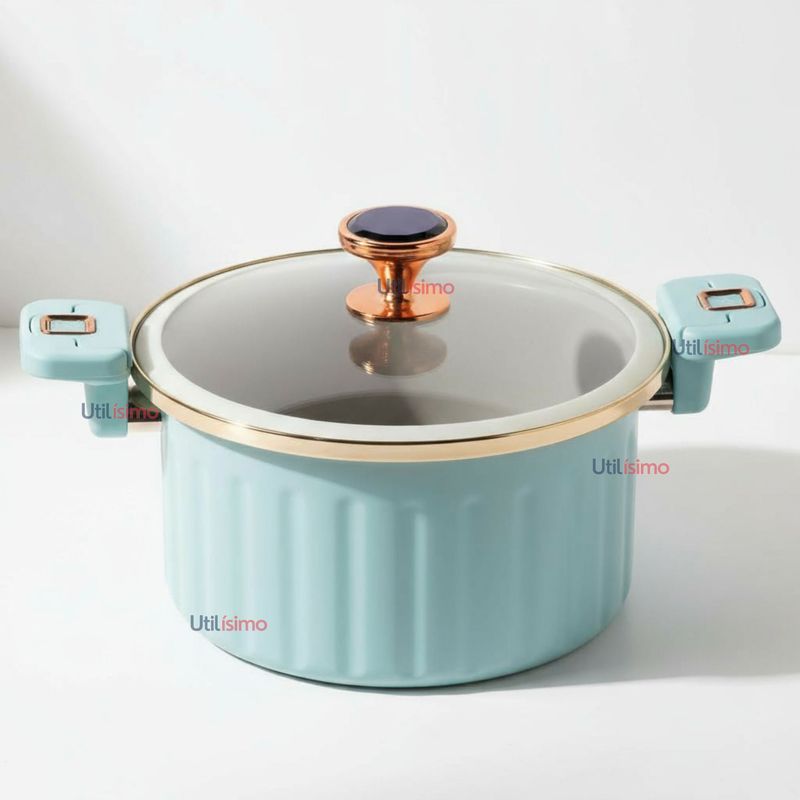 LINE - Olla de Micro Presión Esmalte Antiadherente Capacidad 10L Color Azul