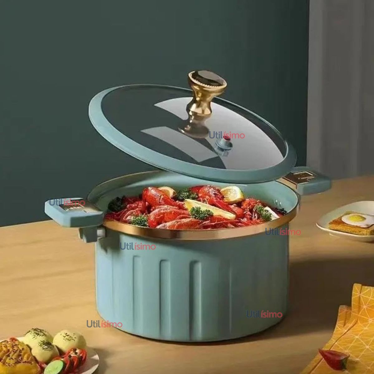 LINE - Olla de Micro Presión Esmalte Antiadherente Capacidad 10L Color Azul