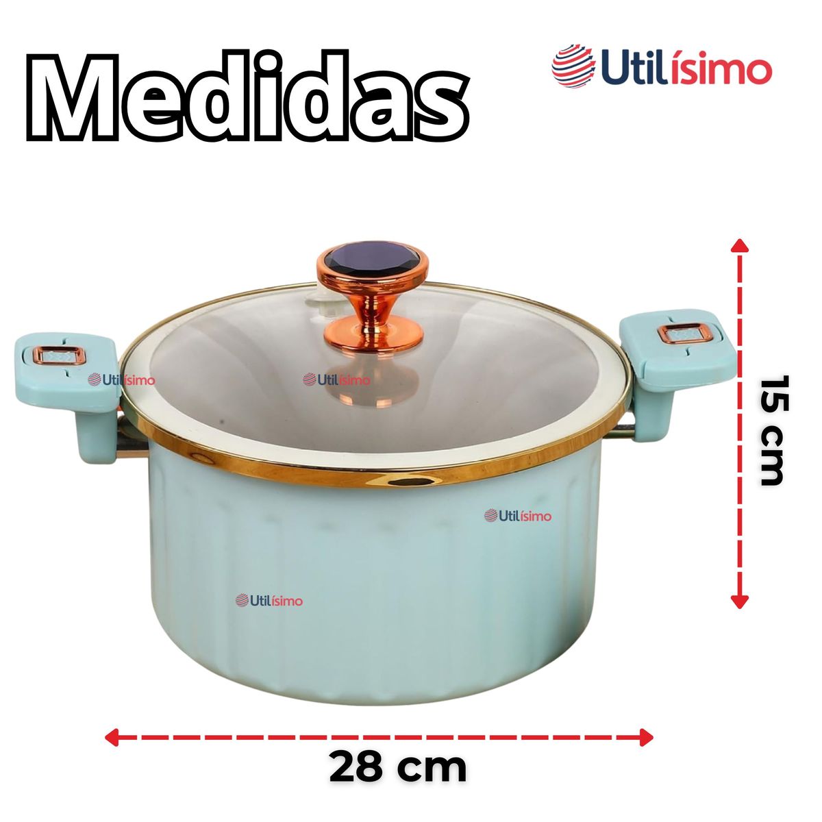 LINE - Olla de Micro Presión Esmalte Antiadherente Capacidad 10L Color Azul