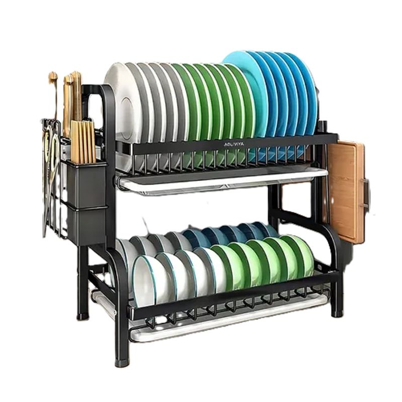 GENERICO - Escurridor loza platos 2 niveles color negro
