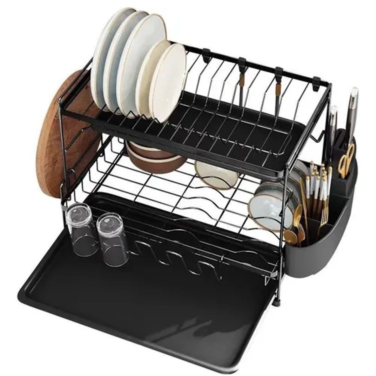 GENERICO - Escurridor loza 2 niveles cocina color negro 802-2
