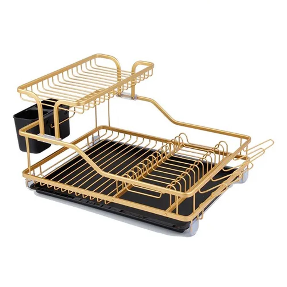 GENERICO - Secaplatos aluminio 2 niveles color dorado