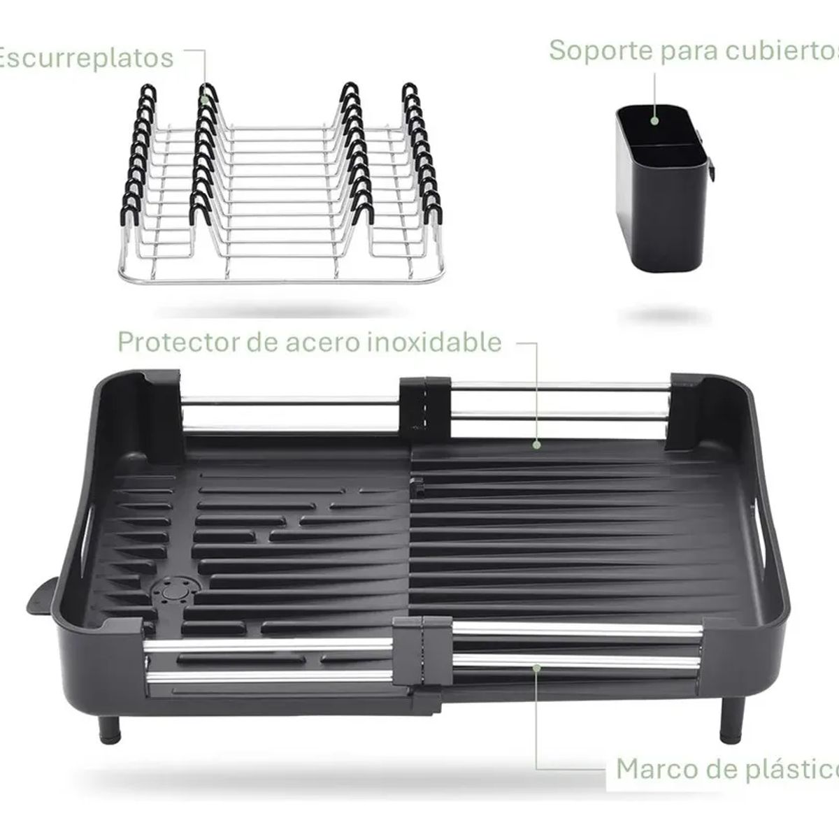 GENERICO - Secaplatos acero inoxidable plegable cocina