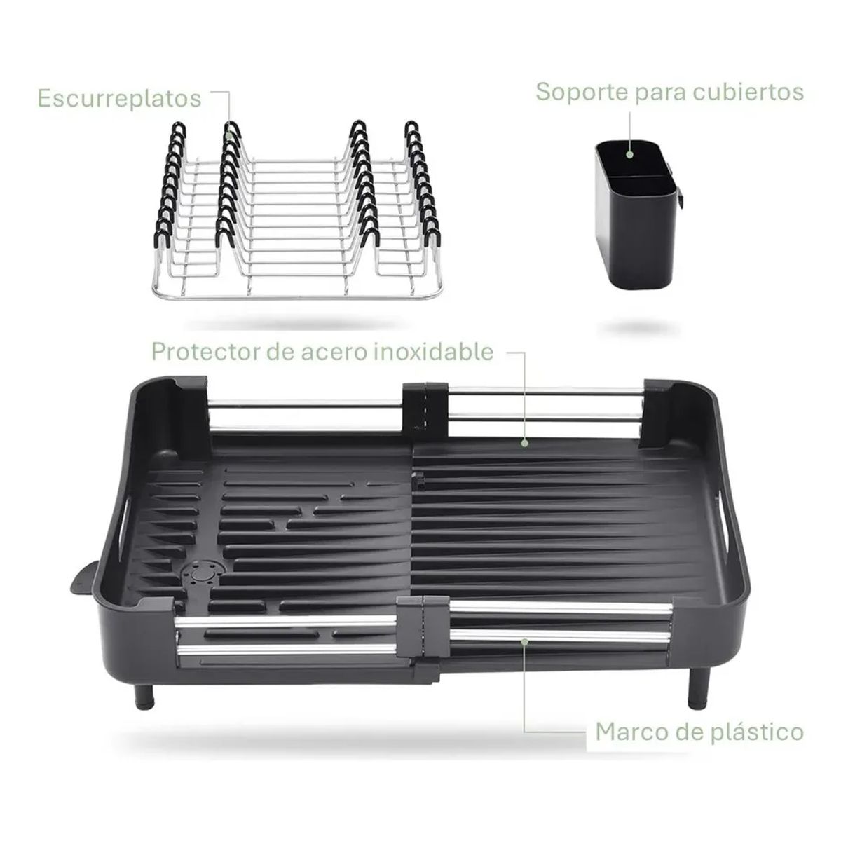 GENERICO - Secaplatos acero inoxidable plegable cocina