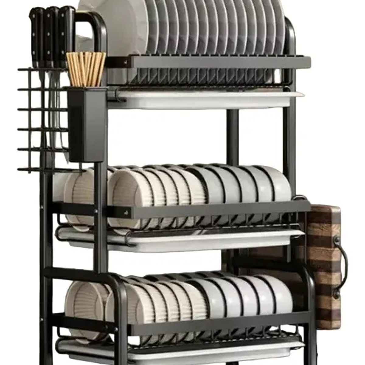 GENERICO - Escurridor platos metal 3 niveles con bandeja