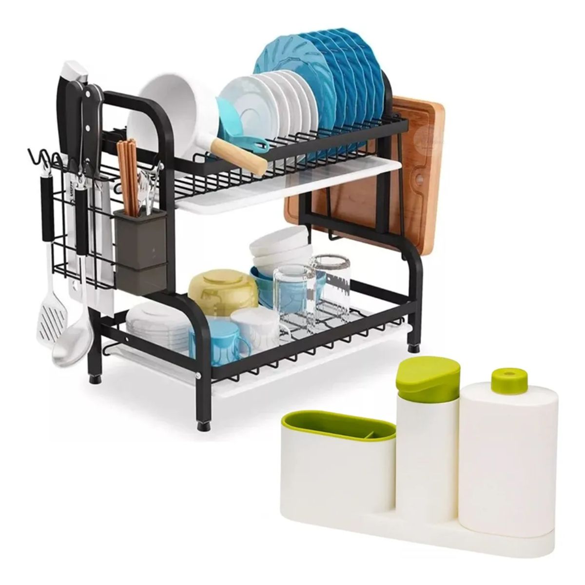 GENERICO - Escurridor loza platos 2 niveles + set dispensador