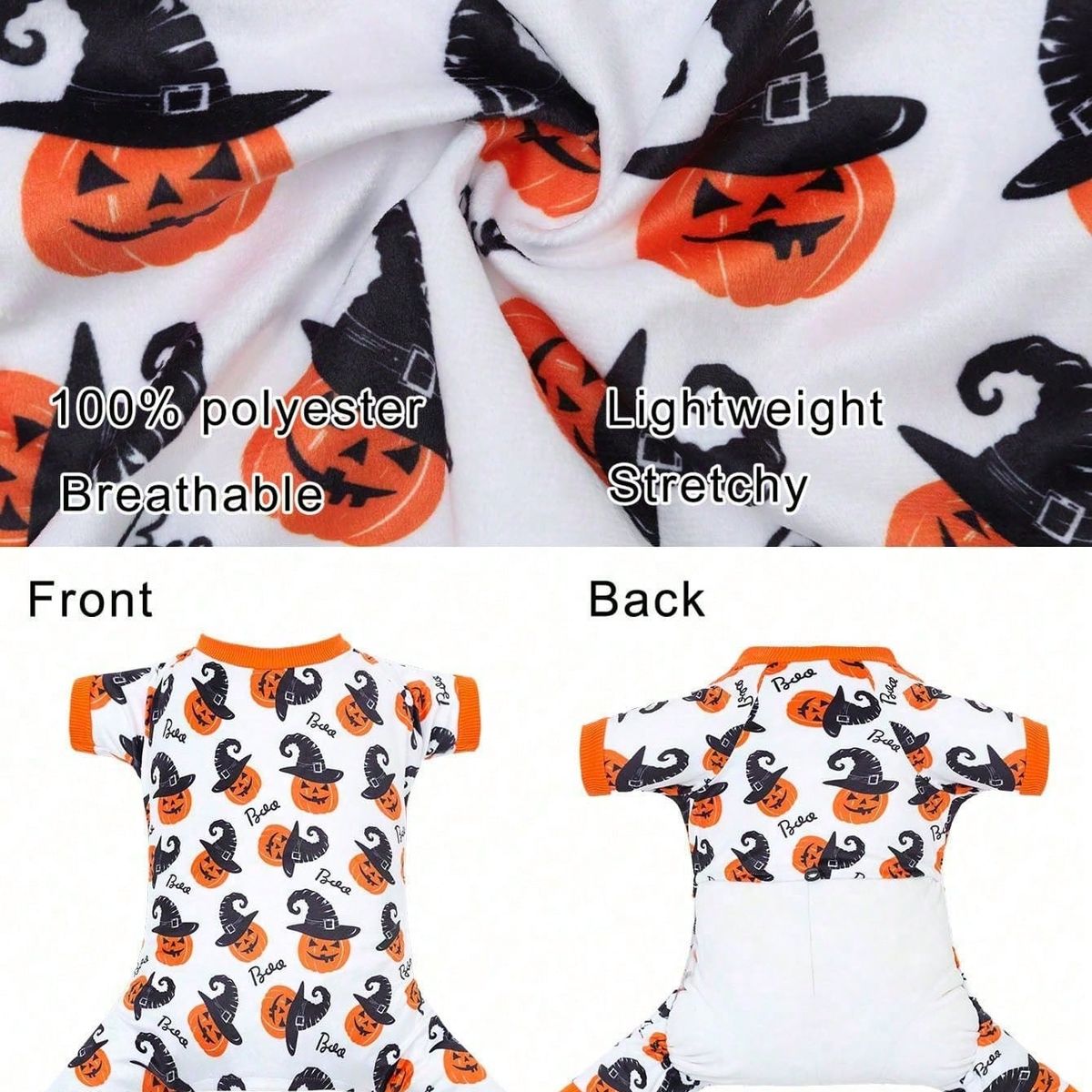 VATYERTY - Disfraz de Perro - Pijama Calabazas, Blanco y Naranjo 2XL