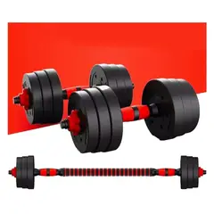 GENERICO - Set 2 De Mancuernas Ajustable De 15kg Con Unión Extensor Color Rojo