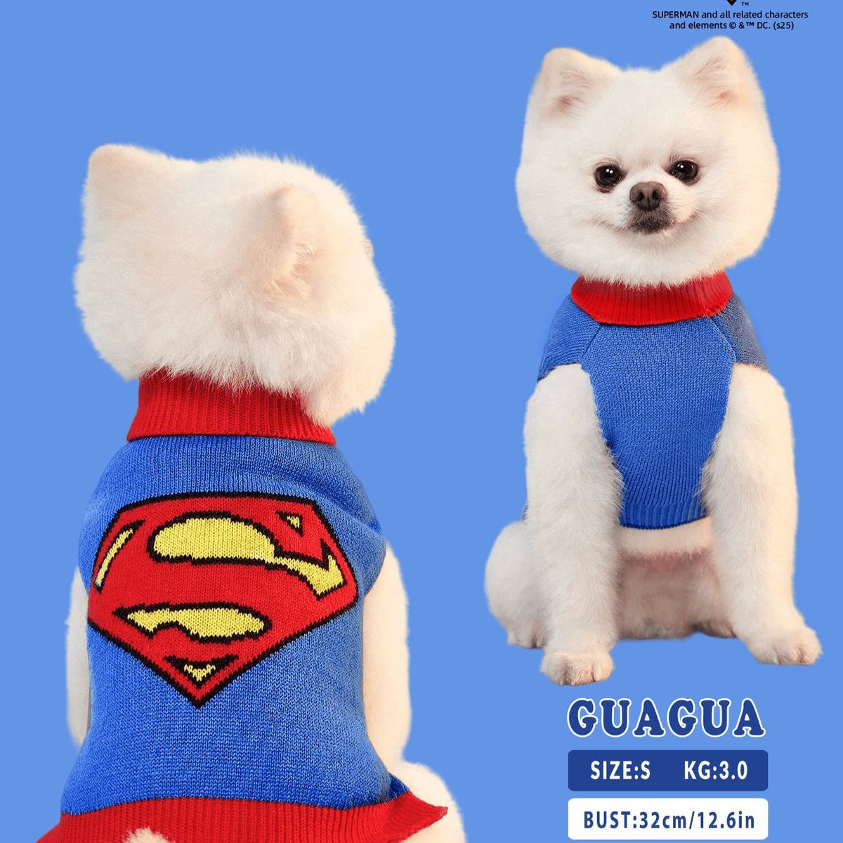 VATYERTY - Chaleco de Perro con Estampado de Superhéroe - Tejido M