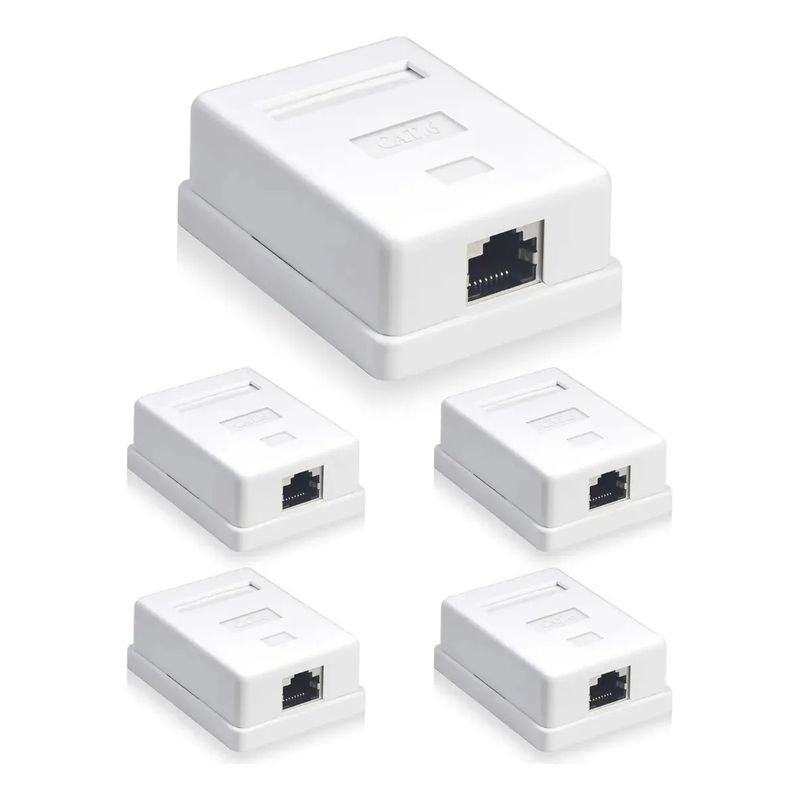 GENERICO - 5x Cat5 Rj45 Caja De Montaje En Superficie Blindada 1 Puerto
