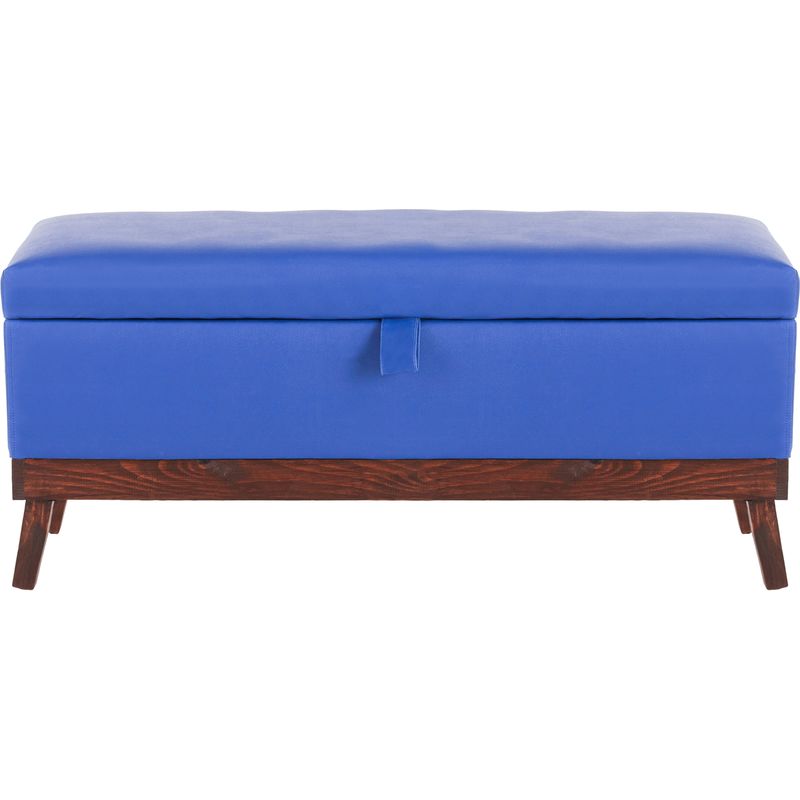 GENERICO - Banqueta con Baúl Incy Azul Eco Cuero 120x50x40 cm Máxima Design