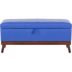 GENERICO - Banqueta con Baúl Incy Azul Eco Cuero 120x50x40 cm Máxima Design