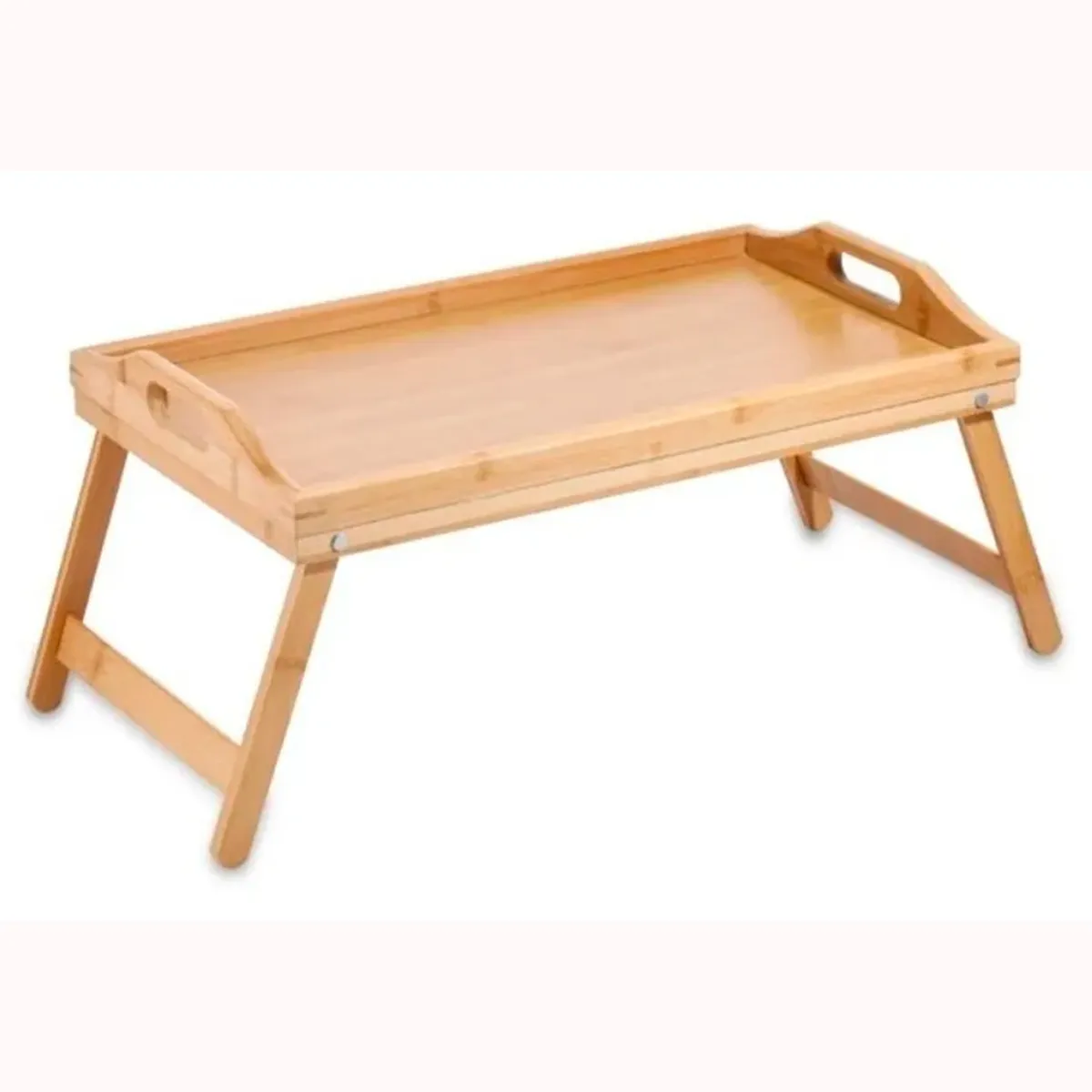 GENERICO - Bandeja de madera bambu desayunador para cama