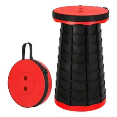 NO LOGO - Taburete Plegable Telescópico Portátil Altura Ajustable Rojo