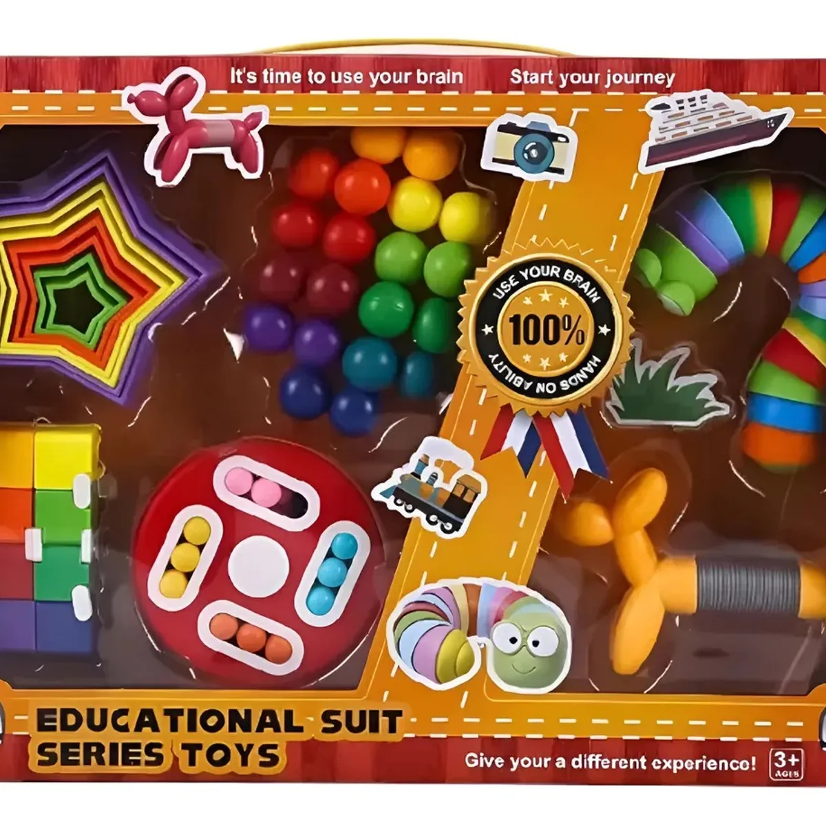 NO LOGO - Kit/set Sensorial Antiestrés Didáctico 6 Piezas