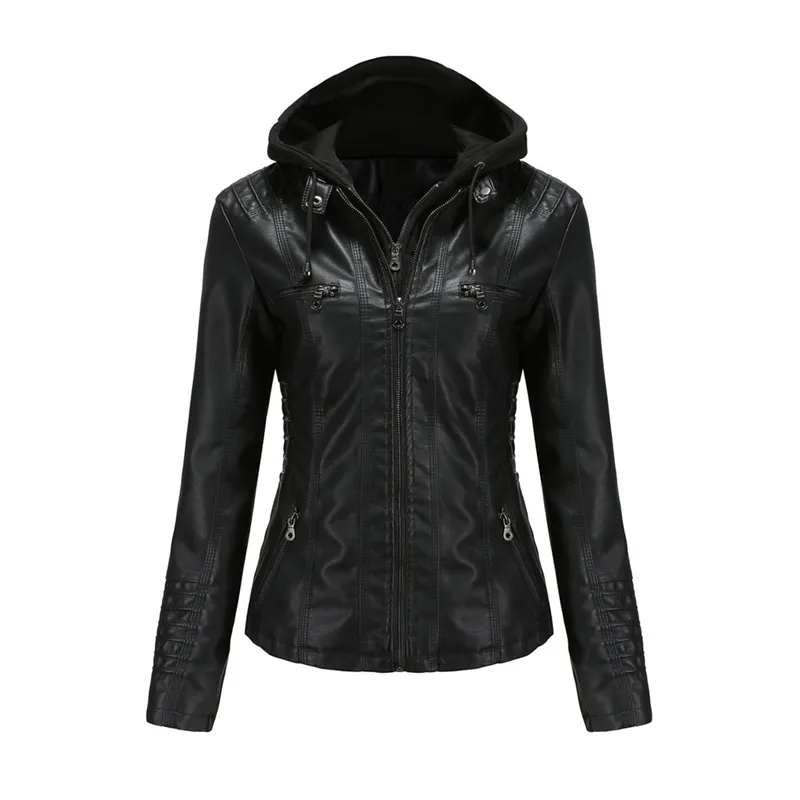 EASTONE - Chaqueta Mujer Negra con Capucha Desmontable Estilo Moderno Eastone