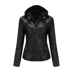EASTONE - Chaqueta Mujer Negra con Capucha Desmontable Estilo Moderno