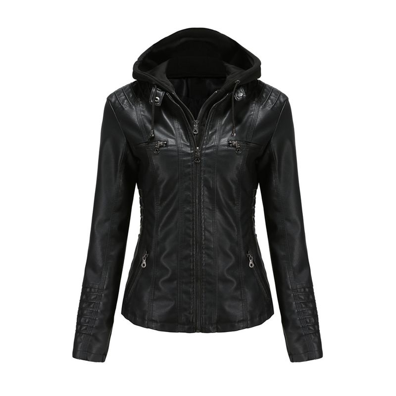 EASTONE - Chaqueta Mujer Negra con Capucha Desmontable Estilo Moderno Eastone
