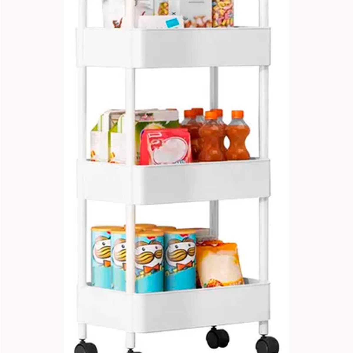 GENERICO - Carro Organizador de Ruedas Multiuso  3 niveles Blanco