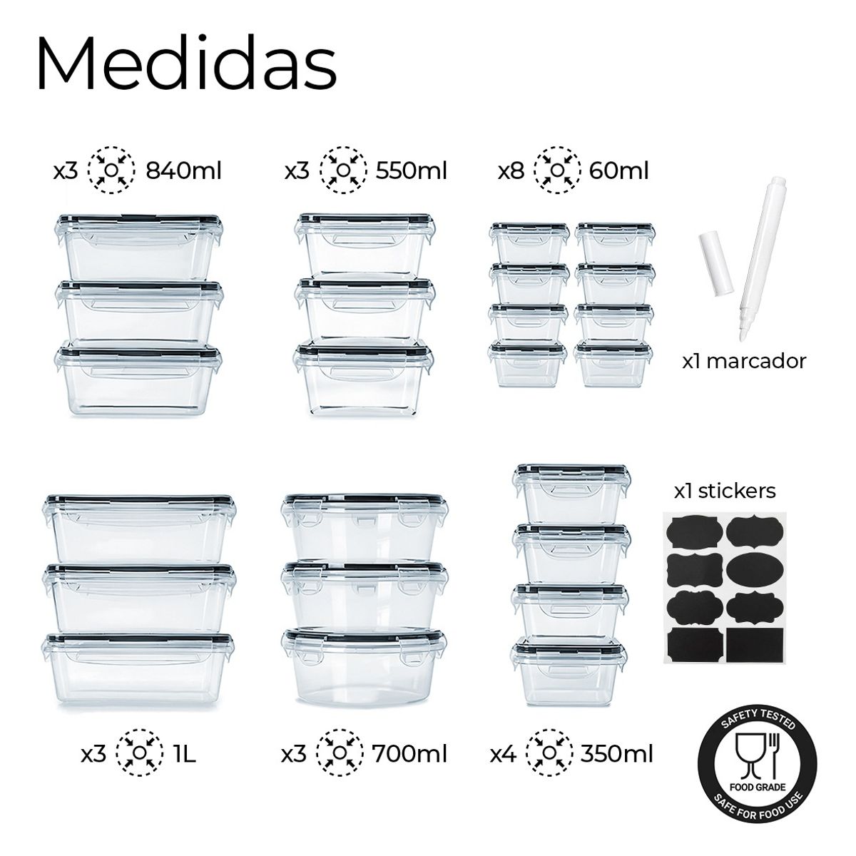 ANYHOGAR - Tanque De Almacenamiento De Cocina Sellado De 24 Piezas