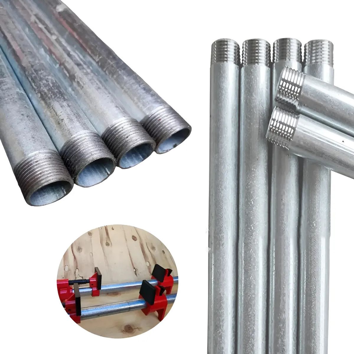 KUANGYE - 4 Tubos Galvanizados 1,2mt De Largo C/u Para Prensa Tubo 3/4