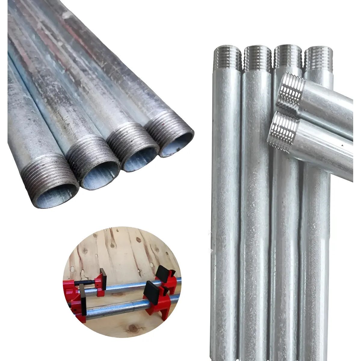 KUANGYE - 4 Tubos Galvanizados 1,2mt De Largo C/u Para Prensa Tubo 3/4