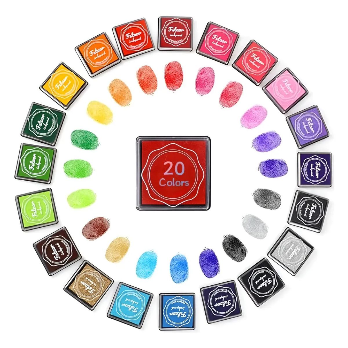 GENERICO - 20 Tampón Dactilar Huellero Para Timbre Colores Almohadilla