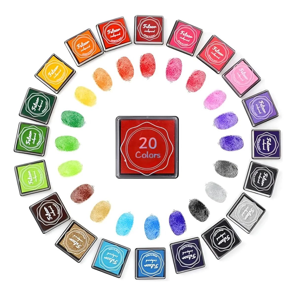 GENERICO - 20 Tampón Dactilar Huellero Para Timbre Colores Almohadilla