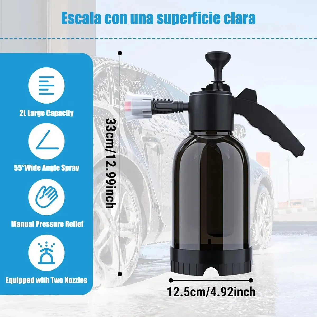 KUANGYE - Pulverizador de Espuma Con Bomba de Lavado Manual 2L