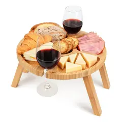 GENERICO - Mesa Tabla De Madera De Vino Portátil Picnic Plegable