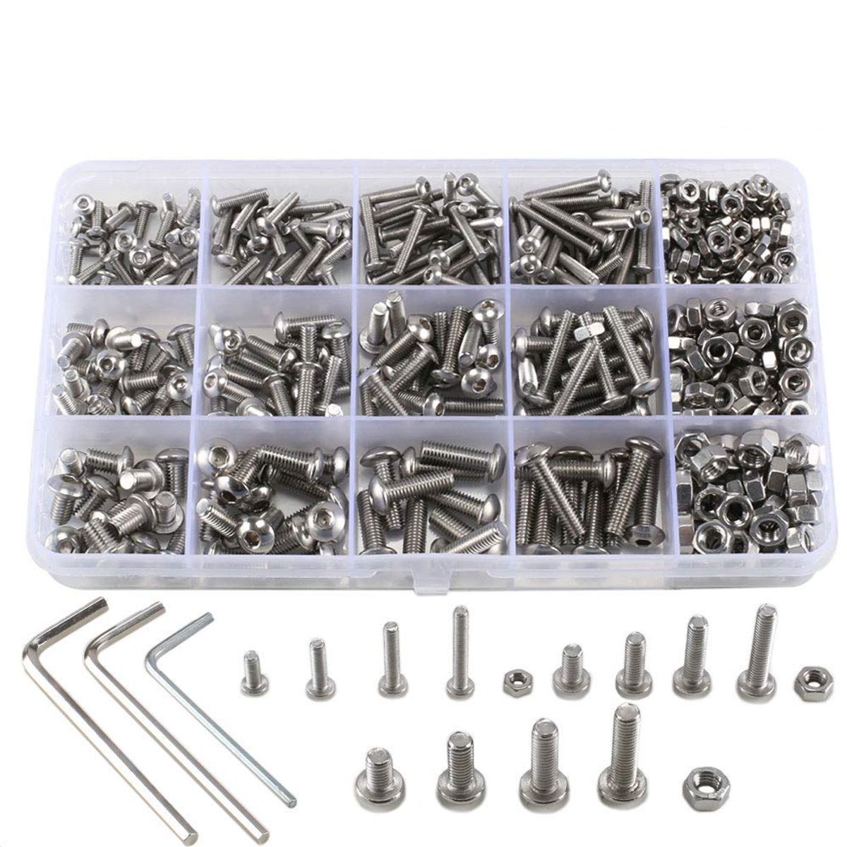 GENERICO - 500 Tornillos Cabeza Plana M3 M4 M5 Hexagonal Tuerca Pernos