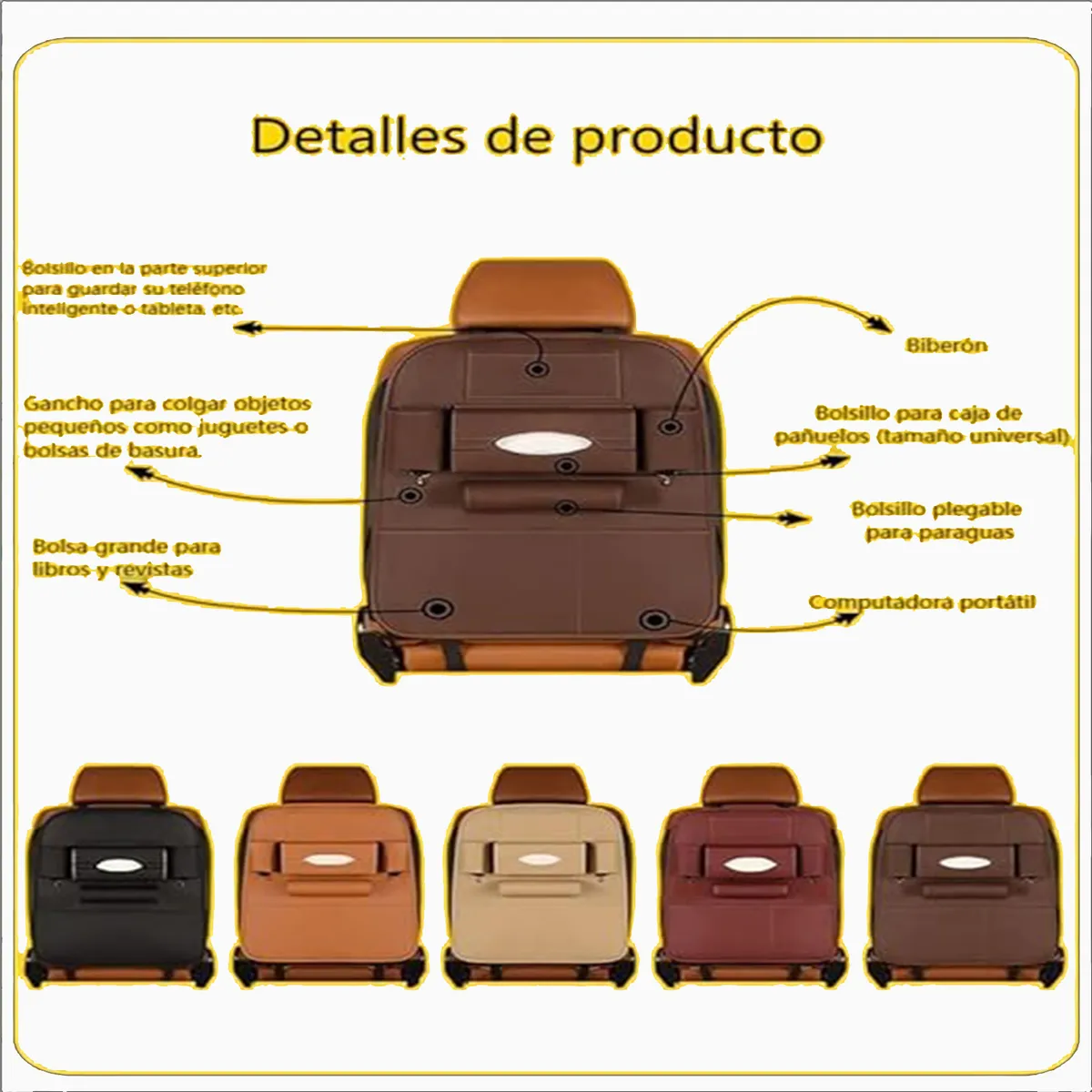 WELDMON - Paquete de 2 Organizador Auto Asiento De Cuero