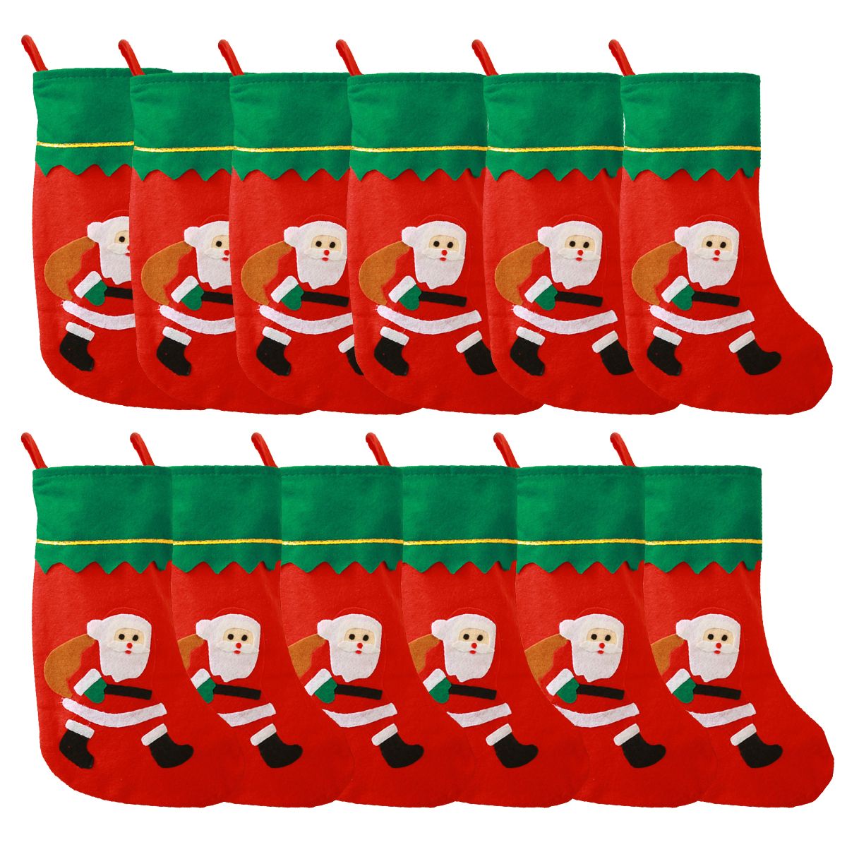 SUPERCENTER - Pack 12 Botas De Navidad Colgantes Decoración Navideña Mixta Rojo