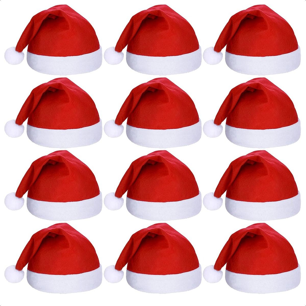 SUPERCENTER - Pack 12 Gorros De Navidad Viejo Pascuero Adomo Navideño Rojo