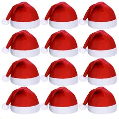 SUPERCENTER - Pack 12 Gorros De Navidad Viejo Pascuero Adomo Navideño Rojo