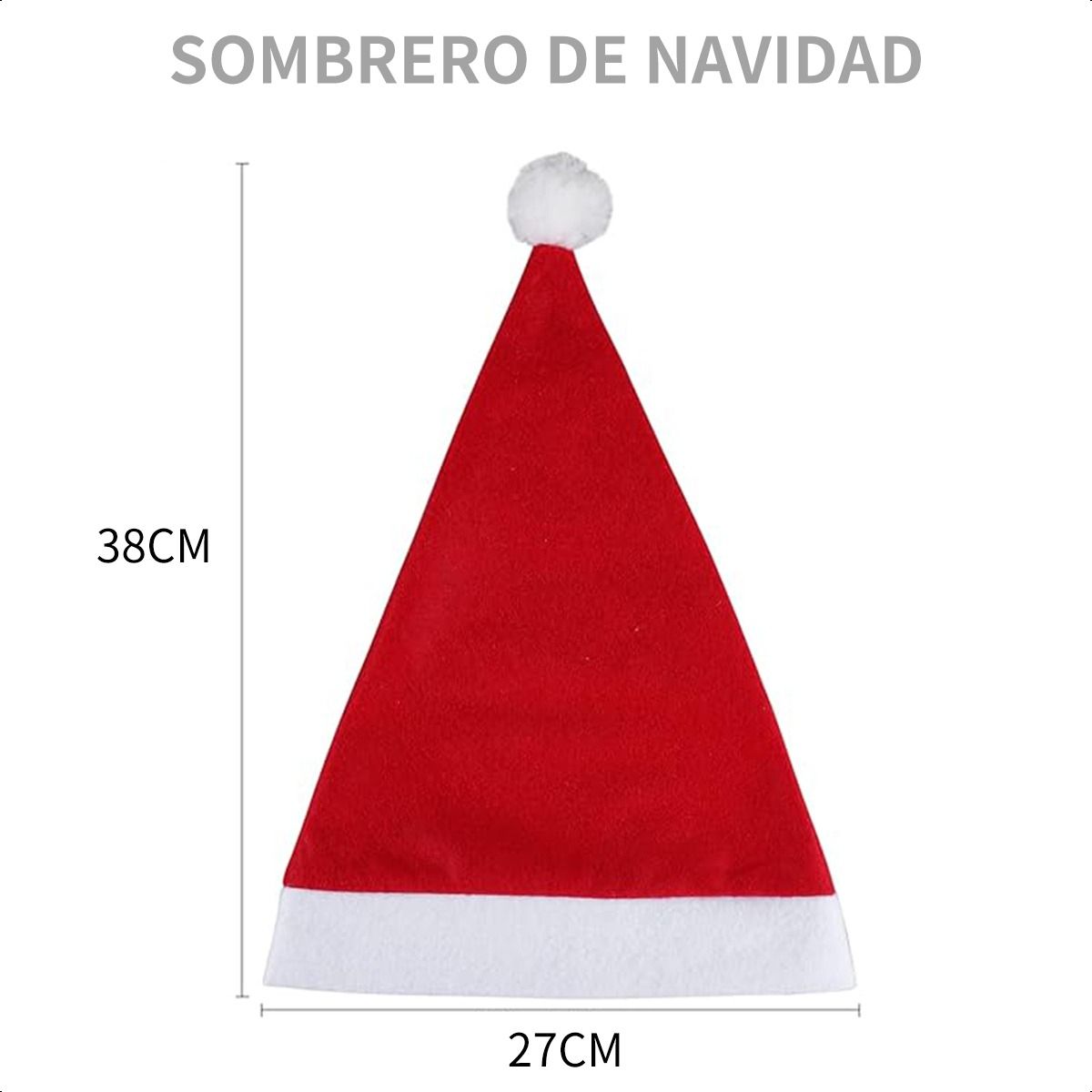 SUPERCENTER - Pack 12 Gorros De Navidad Viejo Pascuero Adomo Navideño Rojo