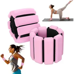 KUANGYE - Kit 2 Brazaletes Pesas Para Tobillos Y Muñecas 2 Lbs Ajusta Rosa